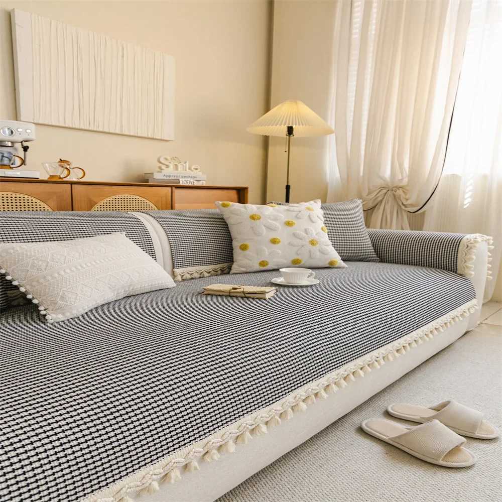 Sofa Cushion Four Seasons Universal Solid Color Anti-Slip Cushion Floor Mat Cloth Cover Leather Sofa Cover M251204 - view 4