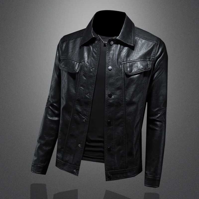 2024 Autumn and Winter New Mens Fashion Handsome Trend Casual Lapel Motorcycle Leather Coat Slim Stylish Man M-4XLT251204