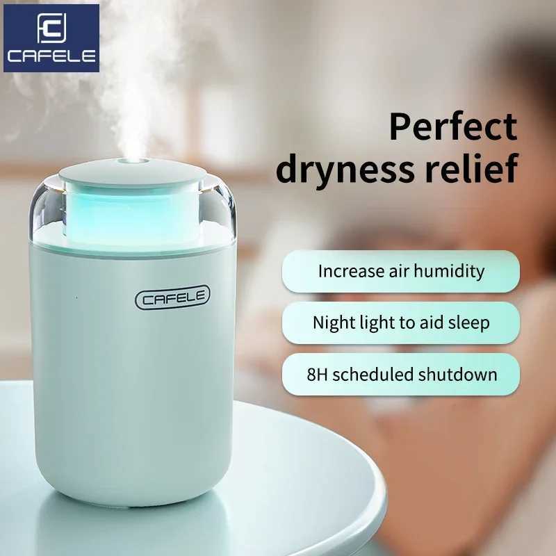 CAFELE Portable USB Air Humidifier 800ML Water Tank 8H Runtime Quiet Household Humidifier With LED Night Lamp For Off Bedro C251204