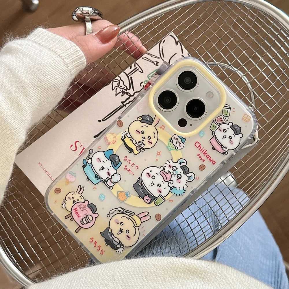Cute Cartoon Chiikawa Japan Anime Magnetic Holder Wireless Charge Phone Case For iPhone 17 16 15 14 13 Pro Max Cover H251203