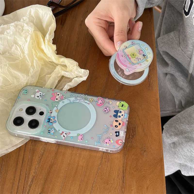 Kawaii Cartoon Magnetic Phone Case For iPhone 16 Pro 15 14 13 Pro Max Cover with Holder Shockproof Cute Cases 15 Prax H251203