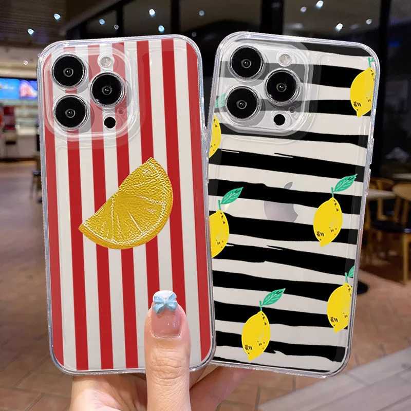 Summer Able Lemon Stripe Phone Case For iPhone 16 15 11 12 14 13 Pro Max Mini X XSMax XR 7 8 Plus SE4 16e Cute Silica Covers H251203