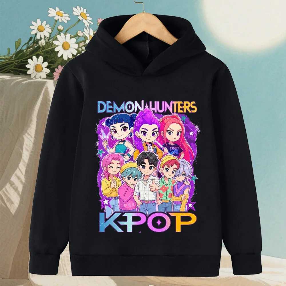Korean KPop Demon Hunter Childrens Sweater Boys Girls Hoodie Witch Group Autumn and Winter Warm Childrens ClothingW251204