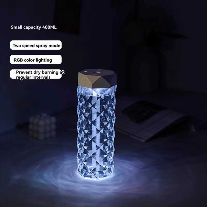 Air humidifier 500ML crystal color lamp aratherapy spray essential oil diffuser household humidifier with night light C251204
