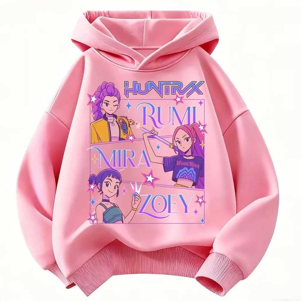 Korean KPop Demon Hunter Childrens Hoodie Girls Clothing Fashion Boys Clothing Autumn and Winter Warm Childrens Tops entry luxW251204