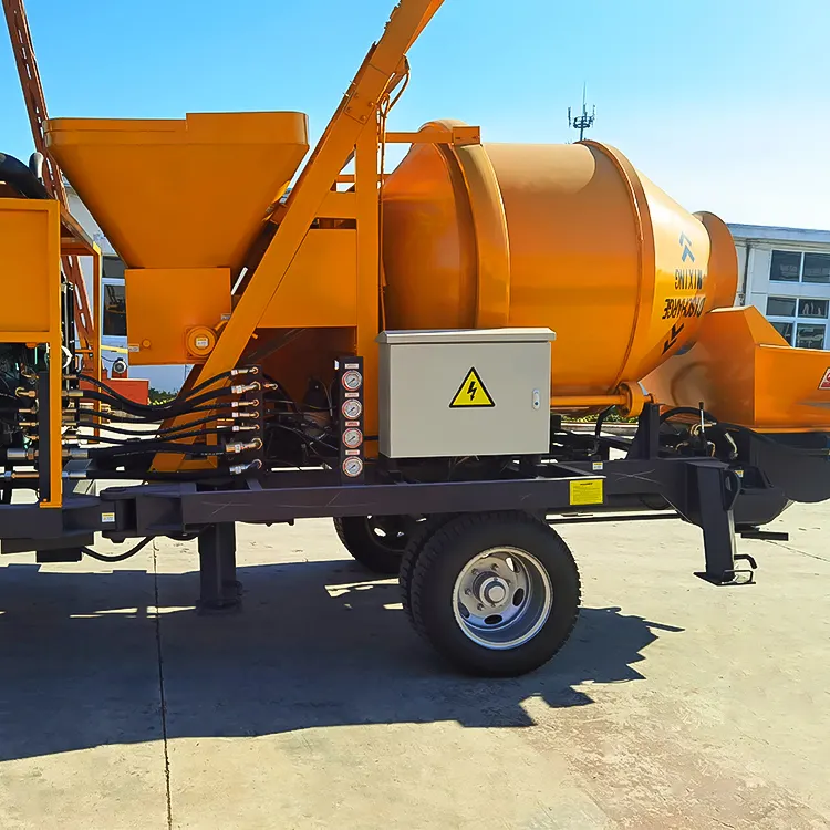 High Working Efficiency Concrete Mixer Pump Electric and Diesel Engine Trailer Concrete Mixer with Pump 100m Pipes Free