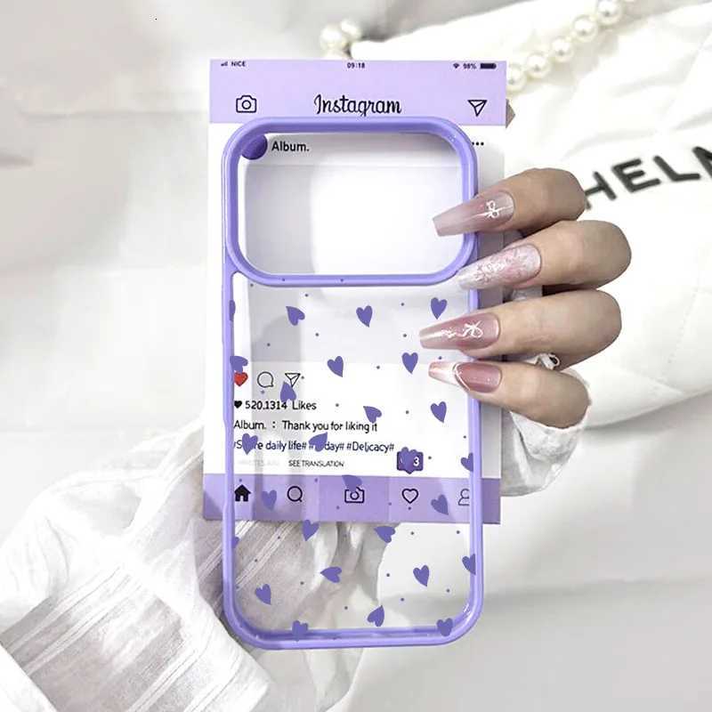 Fashion Purple Love Phone Case For iPhone 17 Pro Max 16 15 13 14 12Mini 11 Pro XS XR 8Plus Cute Clear Hard Cover Capa H251203