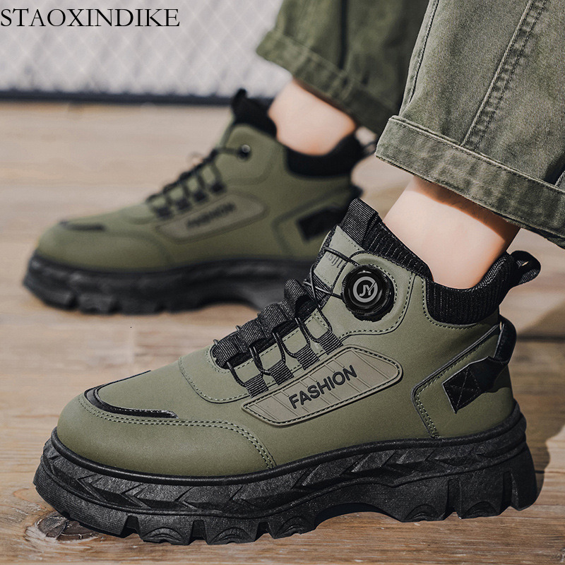 Men's Shoes Autumn Winter New Style Single Cotton Optional High-top Casual Shoes Men's Versatile Martin Boots Outdoor Sports Shoes Men