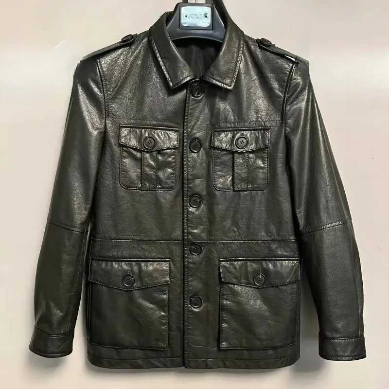 Coats Leather Slim-fit Hunting Suits Short Lapels Multiple Pockets New Men Clothing High-end Quality Motorcycle Leather JacketsT251204