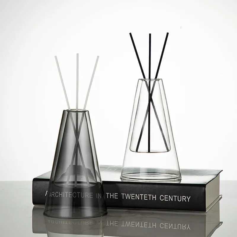 Double Layer Triangle Glass Aromatherapy Bottle Home Decoration Empty Bottle for Living Room Bedroom Y251204