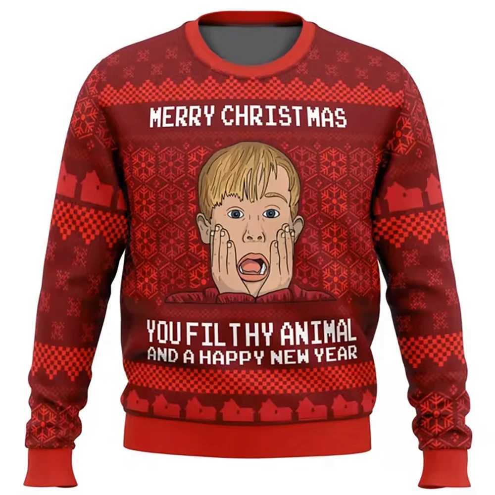 Autumn and Winter Merry Christmas Home Alone Ugly Christmas Sweater Cartoon Anime Women Men Pullover Tops Hoodie Sweatshirt J251203