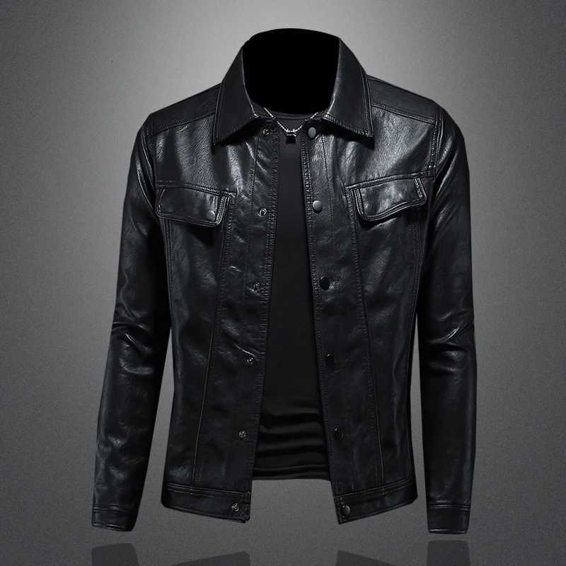 2024 Autumn and Winter New Mens Fashion Handsome Trend Casual Lapel Motorcycle Leather Coat Slim Stylish Man M-4XLT251204