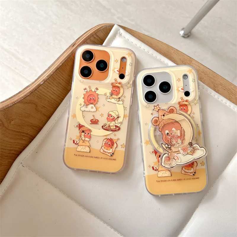 Fashion Cute Star Baby Cartoon Magnetic Phone Case For iPhone 17 Pro 16 15 14 Pro Max Cover with Stand Shockproof Protective Cas H251203