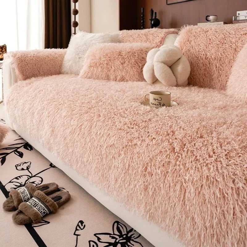 Thicken Plush Sofa Cushion Super Soft Non Slip Sofas Cover Artificial Plush L Shape Couch Blanket Towel Mat for Living Room M251204 - view 6