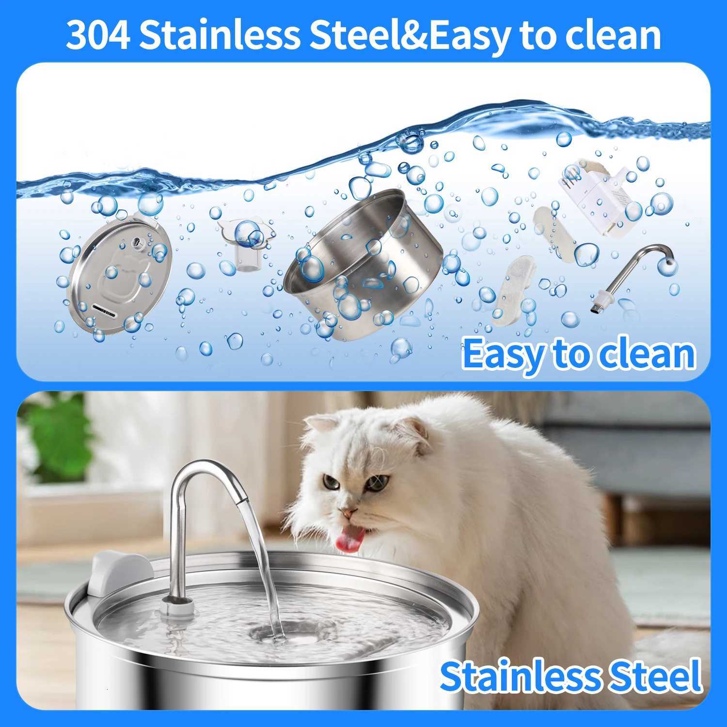 Stainless Steel Cat Water FountainPet Water Dispenser With FilterDog Drinking Fountain For CatsUltra Quiet Water Pump M251204