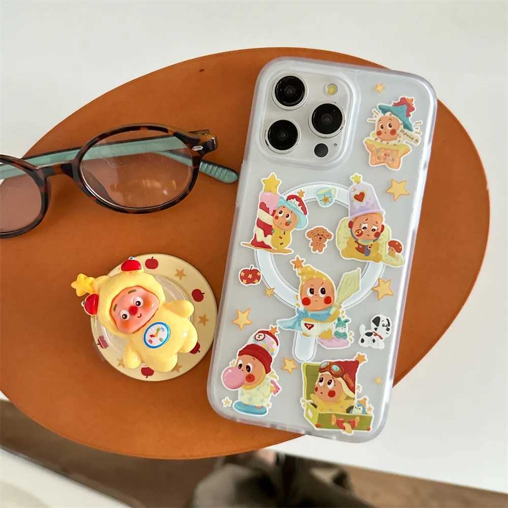 Korean funny star cartoon magnetic stand phone case for iPhone 13 14 15 16 Pro Max funds luxury fashion shockproof cover For 15 H251203