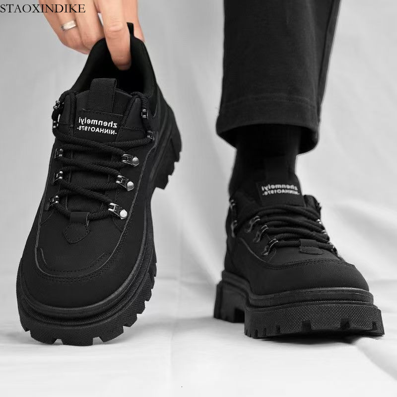 Men's Shoes Autumn 2025 New Outdoor Work Martin Boots Black British Style Office Work Casual Safety Shoes for Men