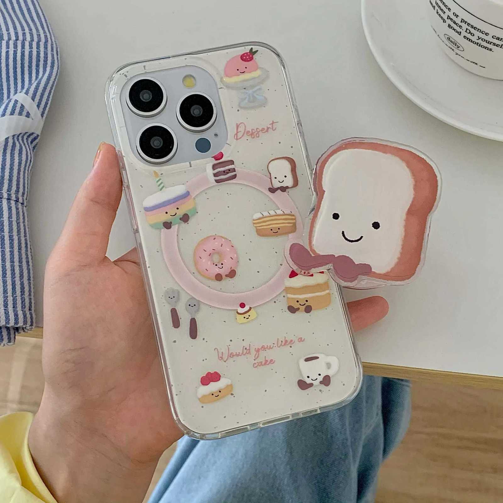 Cute Cartoon Dessert Cake Phone Case Magnetic Fundas For Iphone 14Prax 13 14 15 Pro Max 15Prax 12 13Pro Stand Holder Shell H251203