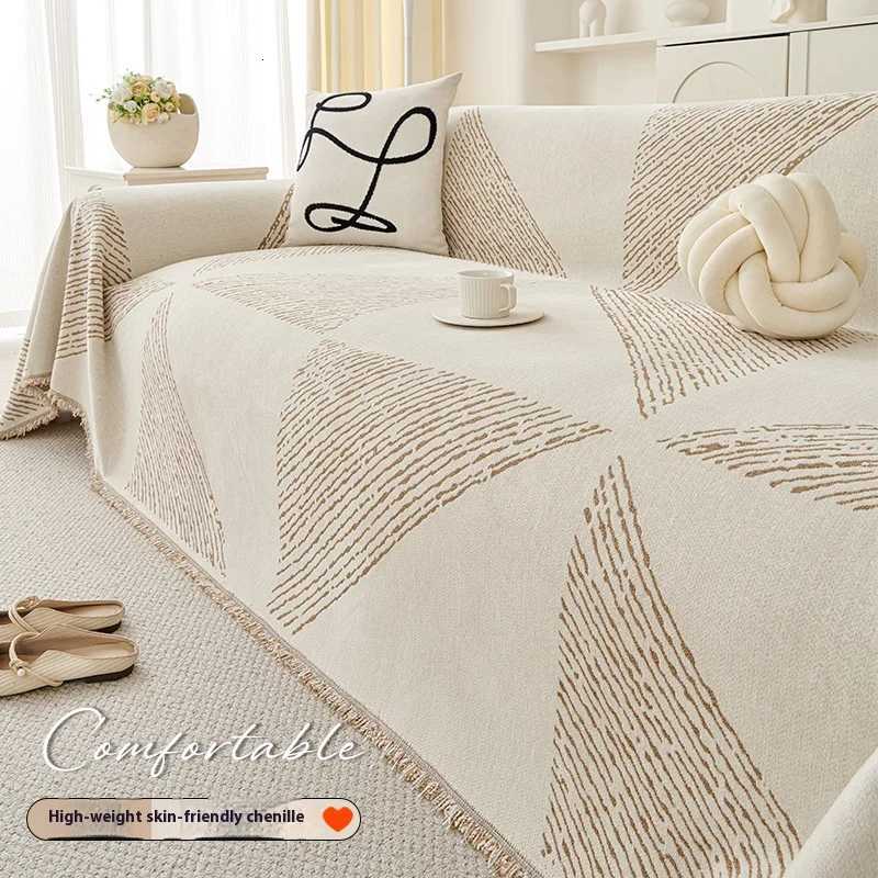 Chenille Sofa Cover Reversible 4-Season Couch Slipcover for 2/3/4 Seater Living Room Anti-Slip Protector M251204 - view 5