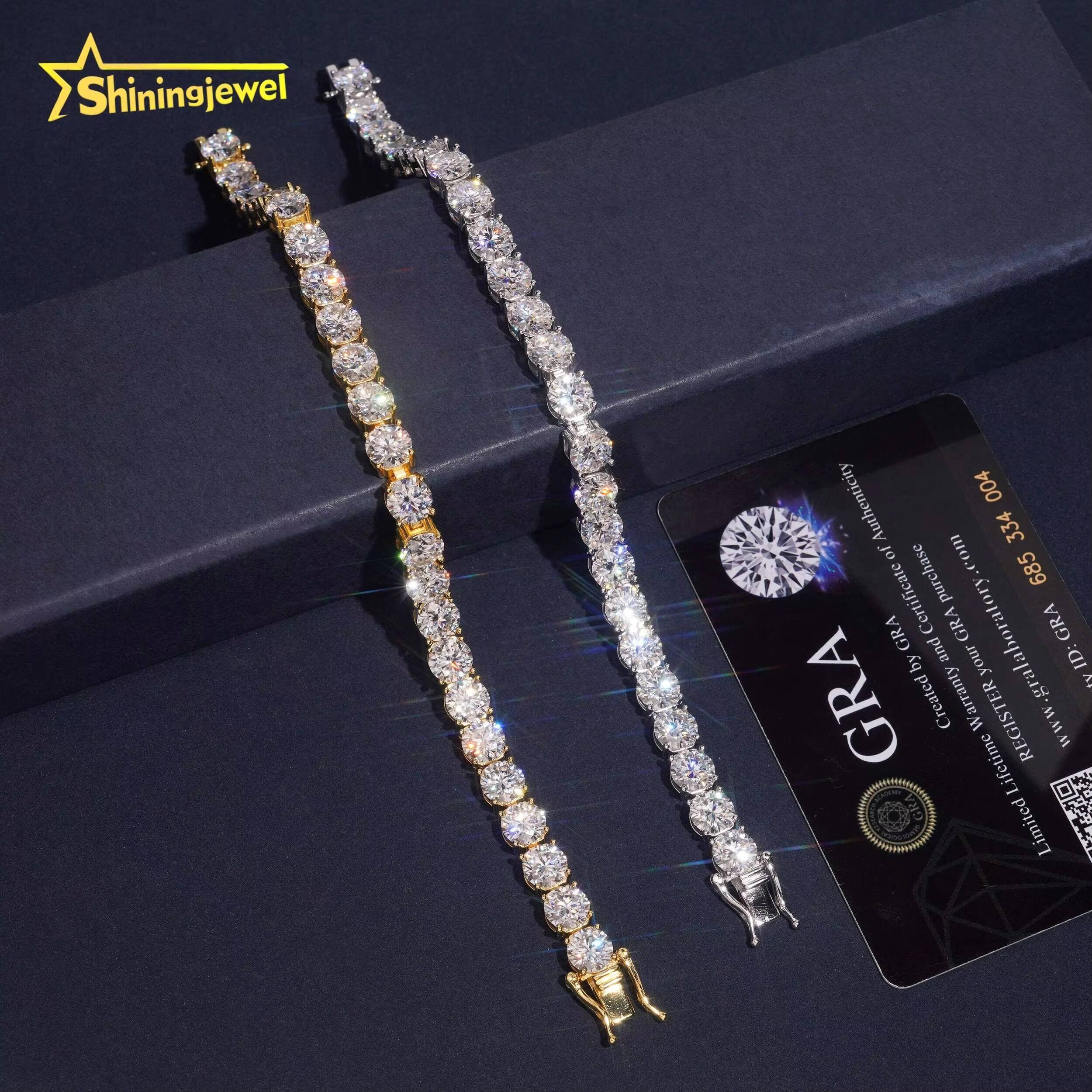 Fast Shipping 925 Silver Jewelry Hip Hop Classic High Quality 65mm VVS Moissanite Diamond Tennis Chain