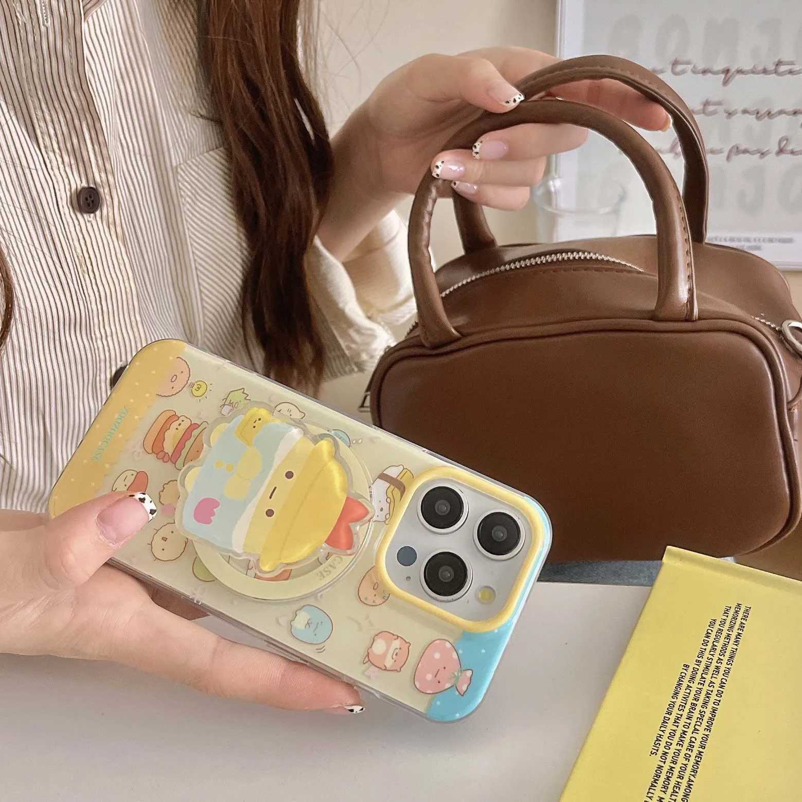 Cartoon Cute Sushi Magnetic Stand Holder Fundas For Iphone 13 15Prax 15 14 14Pro 12 Pro Max 13Prax Shockproof Phone Case H251203