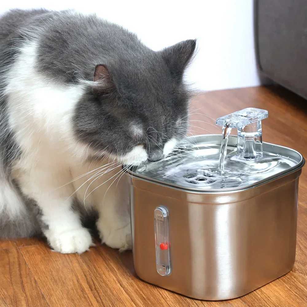 Cats Water Fountain Stainless Steel Auto Running Cat Water Drinker With Filter Motion Sensor Transparent Pets Drinking Dispenser M251204