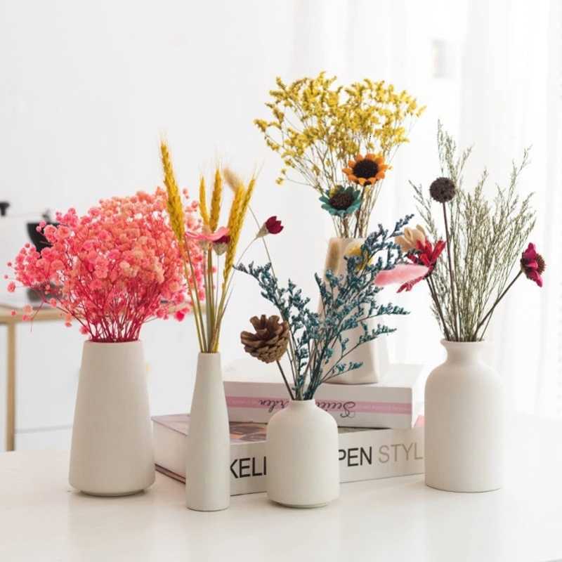 Modern Nordic Flower Vases INS Ceramic White Vase Flower Pot Vase for He Living Ro Interior Off Desktop Decor Crafts H251204