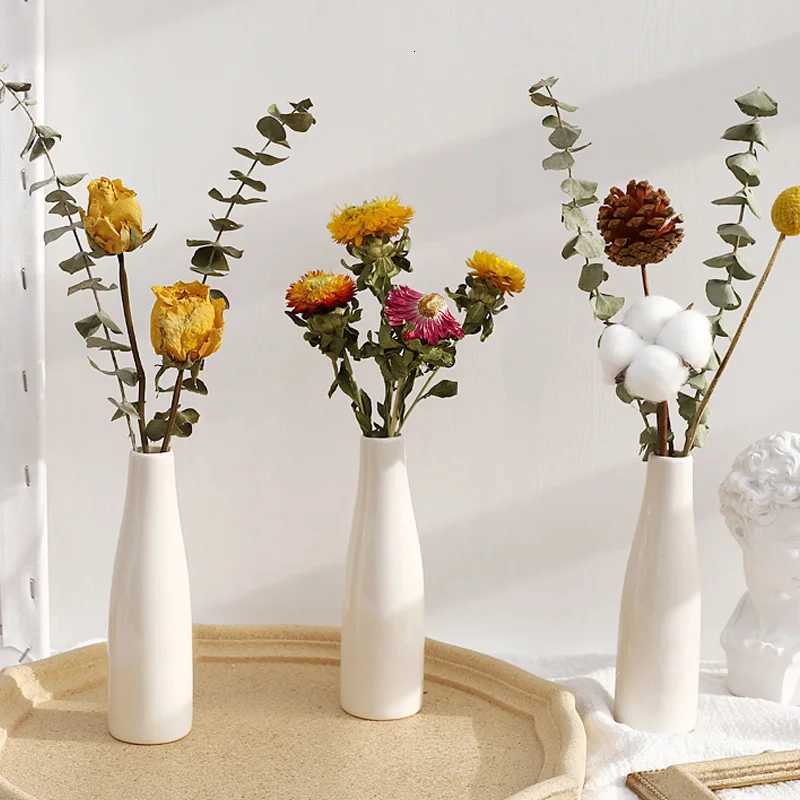 Nordic Ceramic Flower Vase Retro Plant Flower Bottle Arrangement Pot Off Desktop Accessories Ornaments Wedding Decor Vase H251204