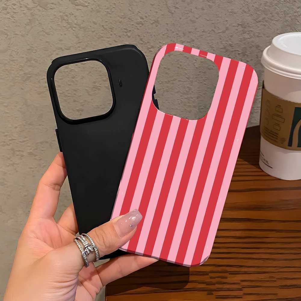 Fashion INS striped pattern Phone Case for iPhone 17 16e 16 15 14 13 12 11 X 7 8 Air Pro Max Plus Luxury Double-layer Back Cover H251203