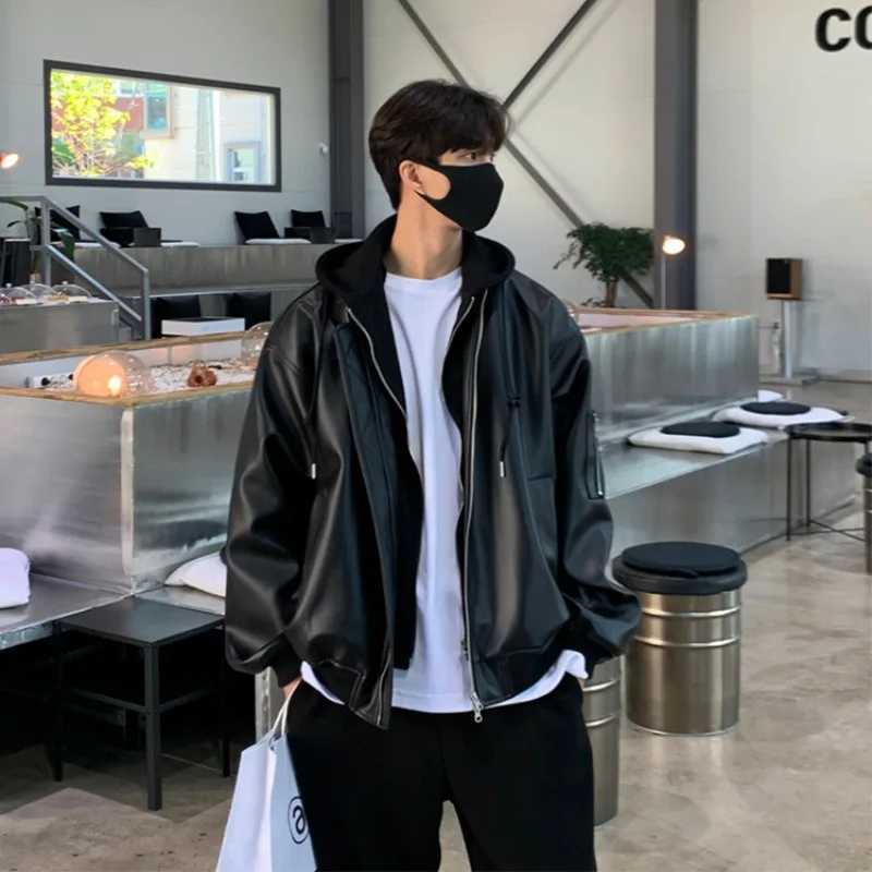 Retro Leather Jacket Men Women American Racing Outerwear Loose Hip Hop Zippers PU Coat StreetwearT251204