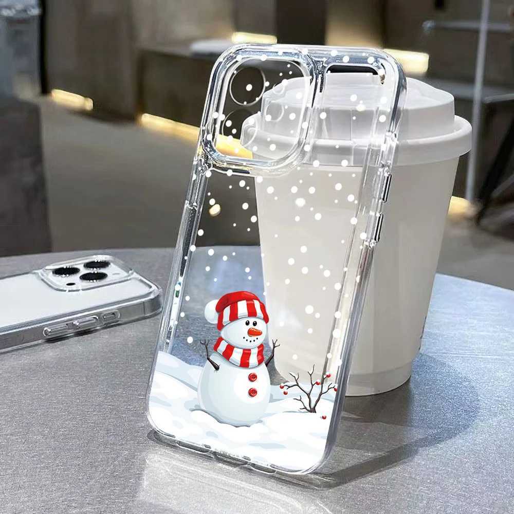 ShockProof Silicone Phone Case Fore iPhone 14 15 13 12 11 Pro 16 17 Pro Max X XS 7 8 Plus Transparent Clear Soft Christmas Cover H251203