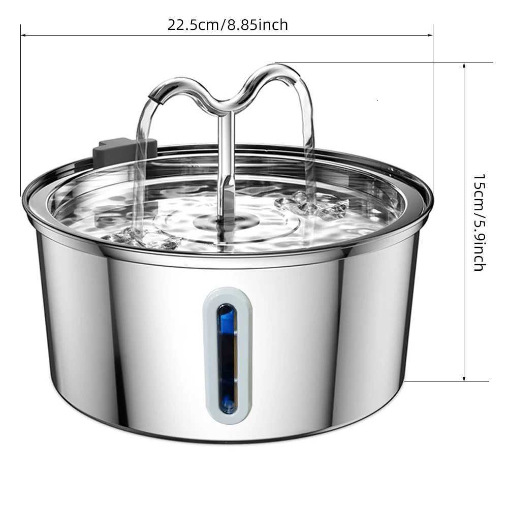 32L Automatic Cat Fountain Stainless Steel Pet Water Feeder Dog Water Dispenser with Level Window Suitable for Multiple Pets M251204