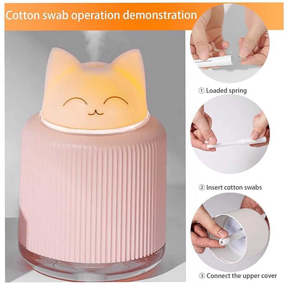 Mini Humidifier-Cute Cat Mist Humidifier for Kids Bedro Small trasonic humidifier for He Car Off with USB 2 LED C251204