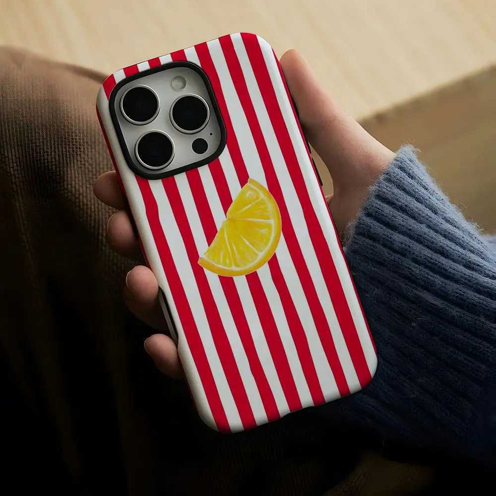 Lemon Cool Stripe Pattern Phone Case For IPhone 17 Air 16 15 14 13 12 11 Pro Max X XS XR 7 8 Plus Glossy Film Hard PC Cover H251203
