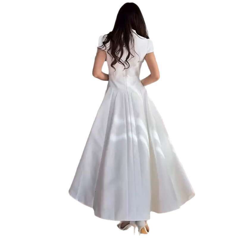 Autumn European And American Women's New Solid Color Sleeveless V-Neck Zipper Casual Dress B5
