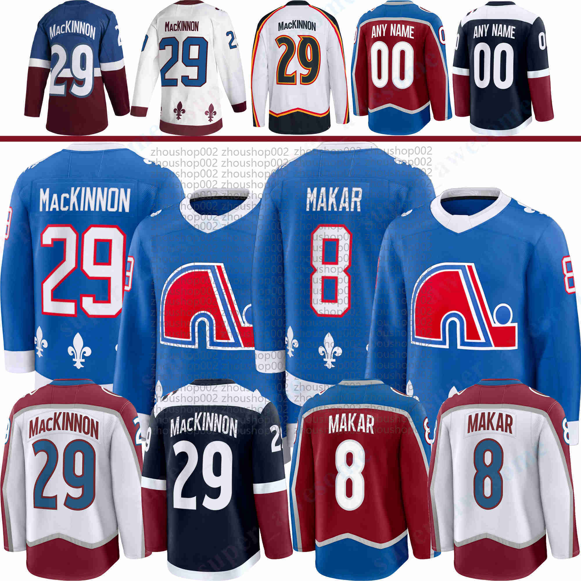 29 Nathan MacKinnon colorado hockey jersey avalanches jersey 8 Cale Makar Brent Burns Gabriel Landeskog Mackenzie Blackwood Valeri Nichushkin Devon To