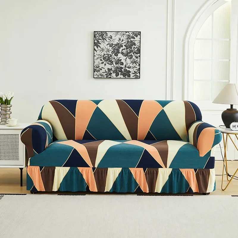 1pc Flower Printed hemline Elastic Sofa Cover Antidirty Spandex Sofa Cover Furniture Protector for Bedroom Living Room Decor M251204 - view 4