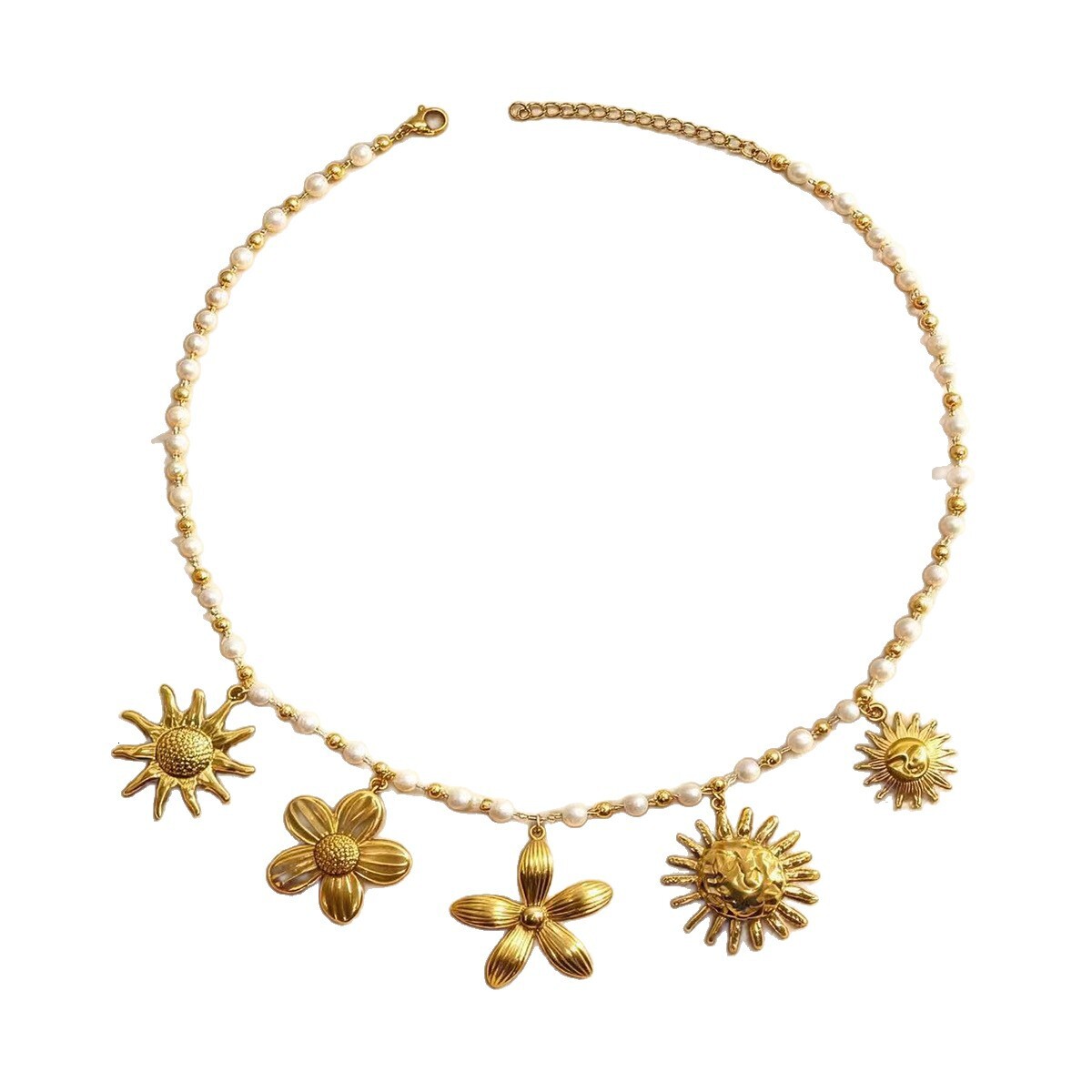 Cross-Border Fashion New Vacation Style Stainless Steel luxury designer Flower Series Big Brand Pendant Light Luxury High-End free shipping Short Neck