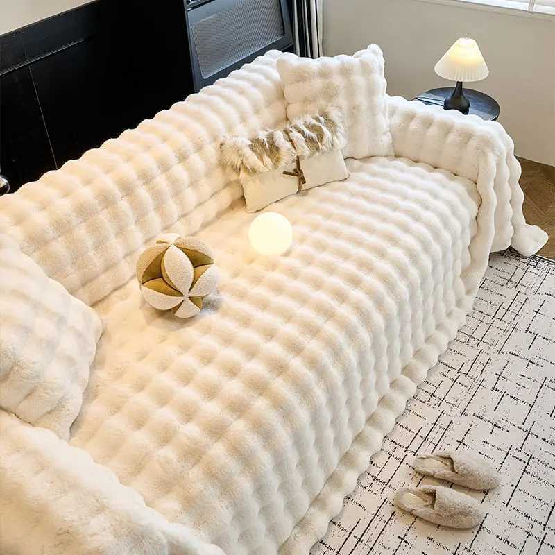 1PC-Plush sofa towel sofa cover integrated winter plush thick anti slip all inclusive universal sofa towel M251204 - view 4