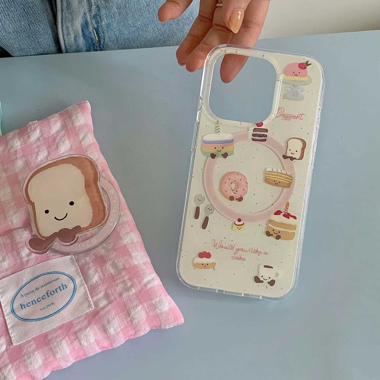 Cute Cartoon Dessert Cake Phone Case Magnetic Fundas For Iphone 14Prax 13 14 15 Pro Max 15Prax 12 13Pro Stand Holder Shell H251203