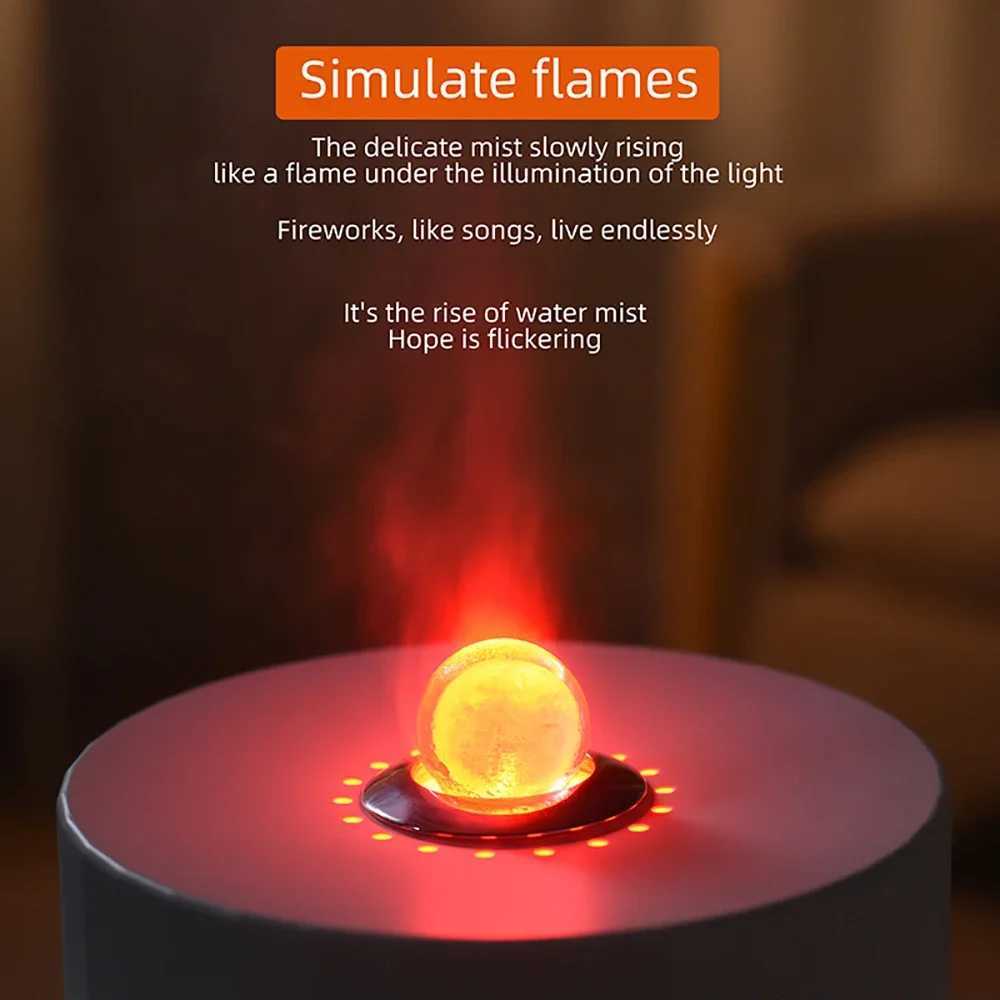 2025 New Simated Flame Ara Diffuser Essential Oils Air Humidifier Diffuser with 7 Colorf Lights Remote Control for He C251204