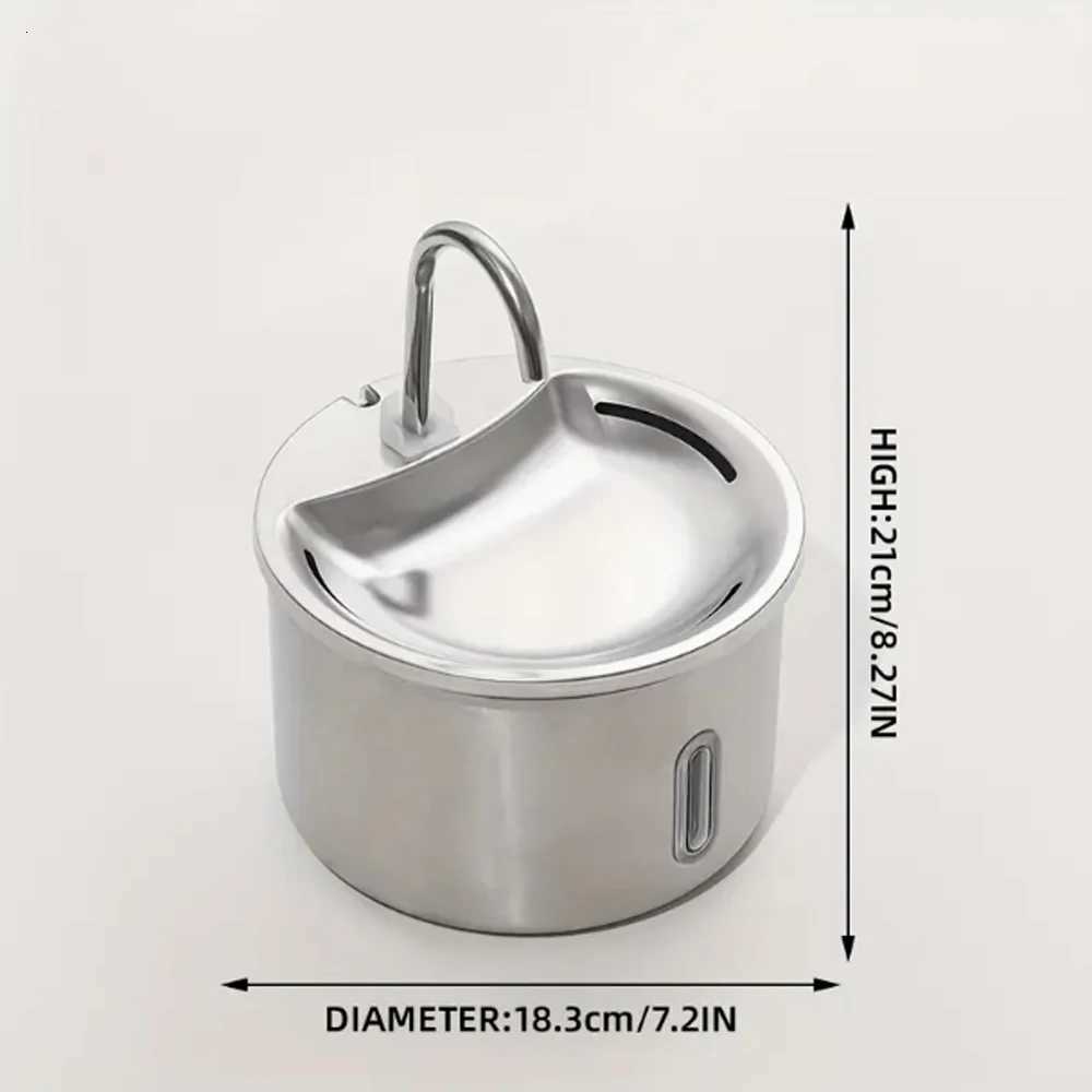 Stainless Steel Pet Water Dispenser With Window 2L Silent Automatic Cat And Dog Water Dispenser To Increase Water Intake M251204