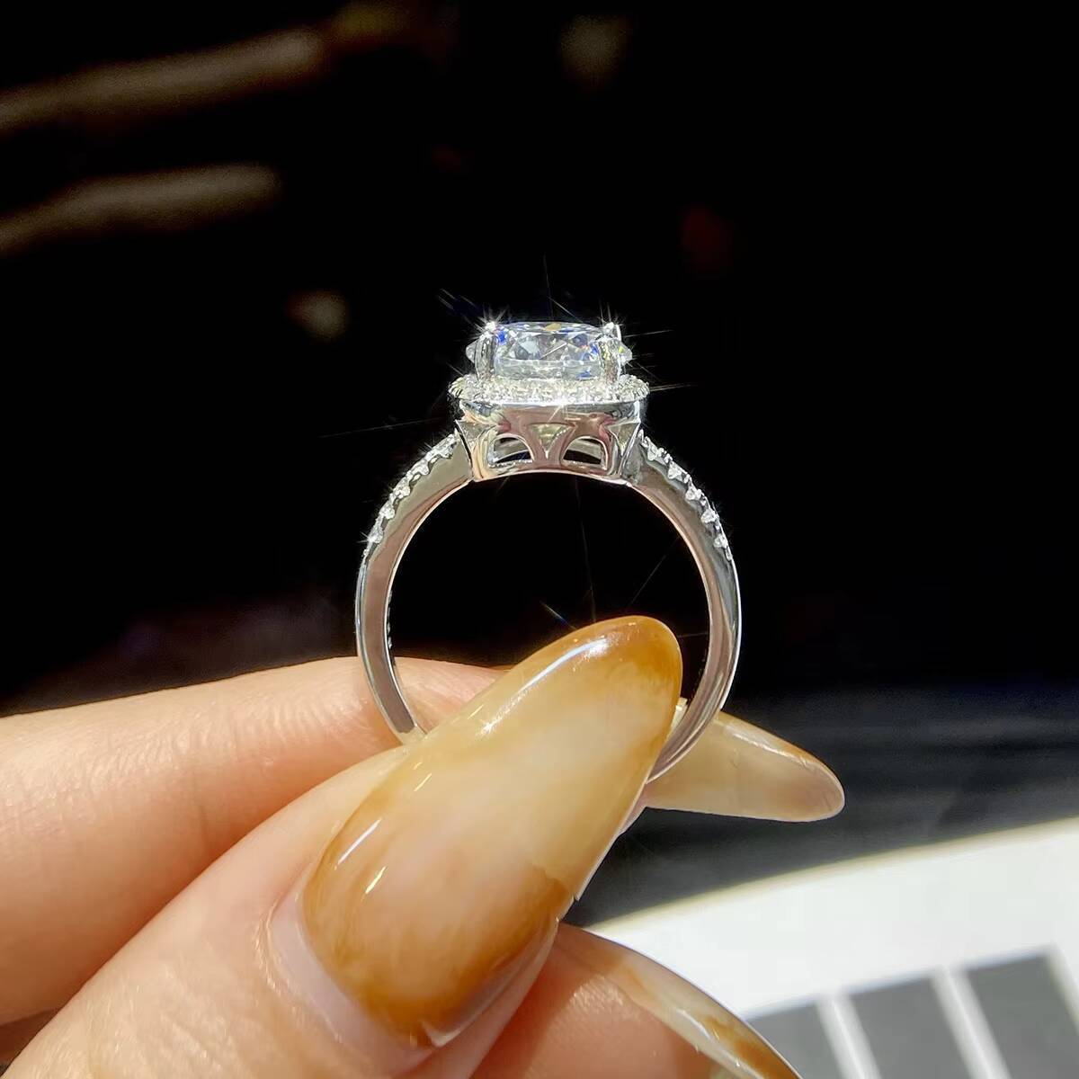 Wholesale Pure S925 Sterling Silver 18k Gold Gra VVS 3ct D Color Moissanite Ring Wedding Fine Jewelry for Men Women