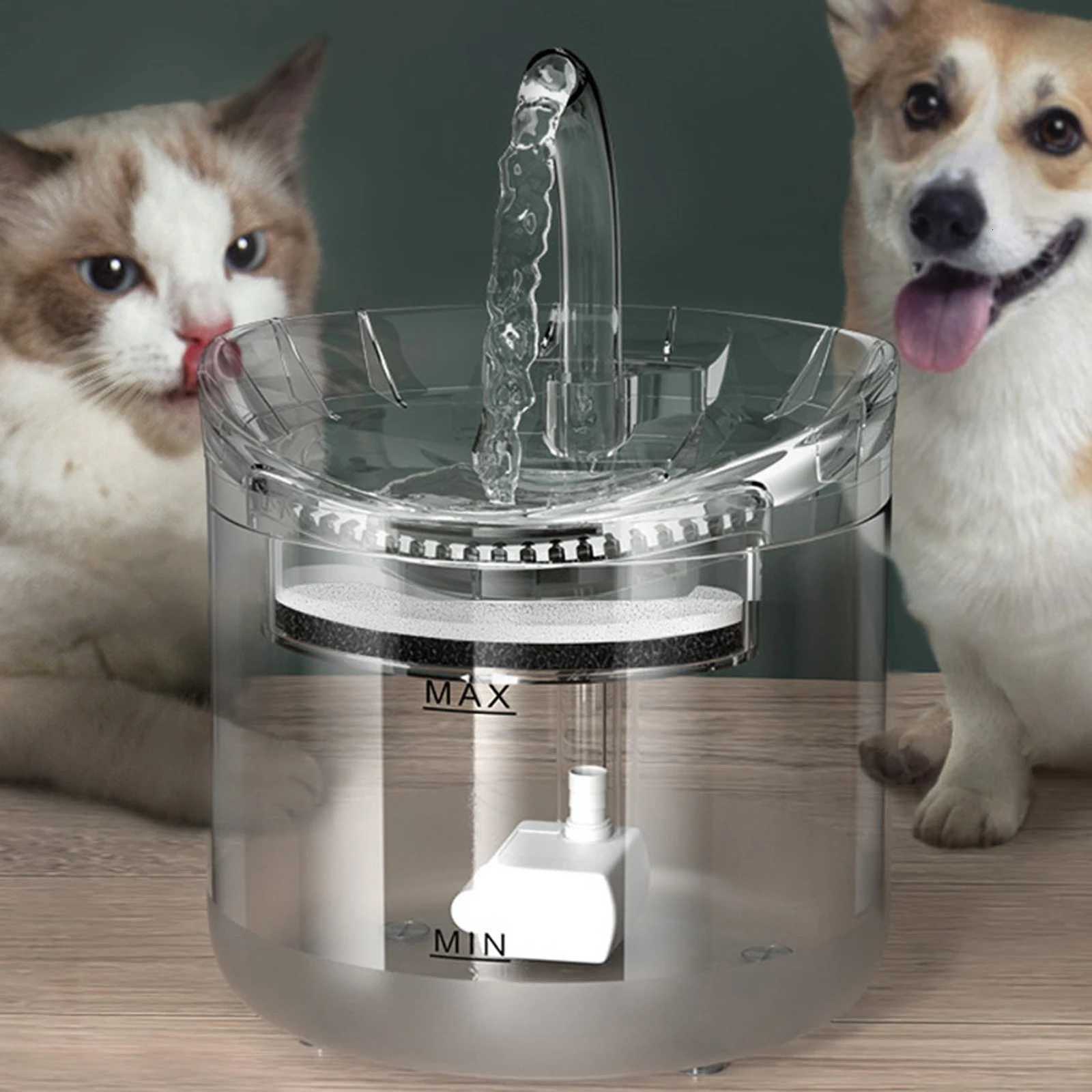 Cat Water Fountain Dog Water Dispenser 2L Super Quiet Automatic Pet Drinking Fountain 2 Water Modes for Cats Dogs Multiple Pets M251204