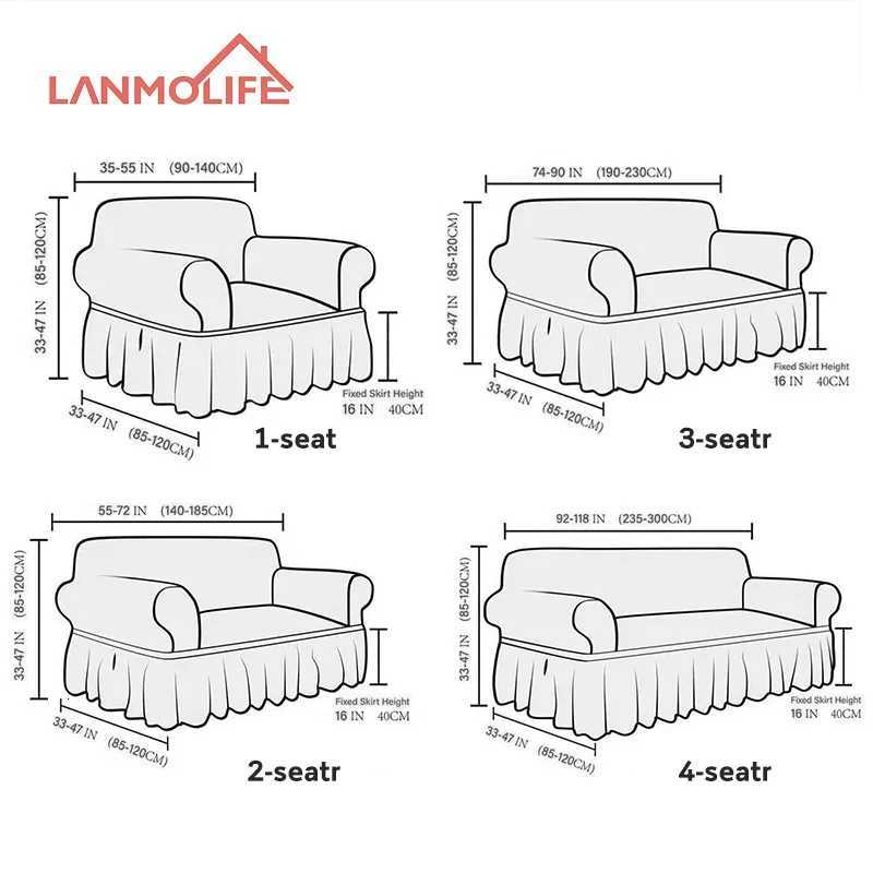 LANMOLIFE Sofa Cover High Elastic Bubble Net Sofa Covers 1/2/3/4 Seater With Skirt Edge Sofa Covers Hotel Home Decoration M251204 - view 7