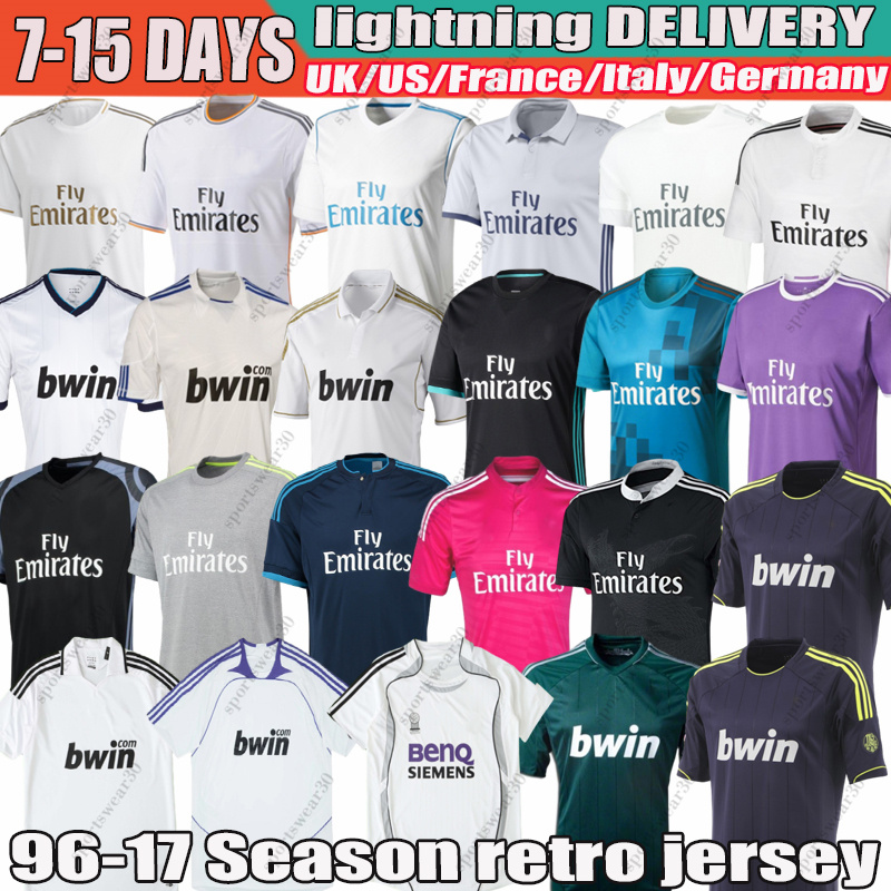 09 10 11 12 13 14 15 16 17 Retro Reals Madrid Soccer Jerseys RONALDO RAUL BECKHAM BALE KAKA ZIDANE Modric RAMOS 96 99 00 01 02 03 04 05 06 07 08 Retro jersey
