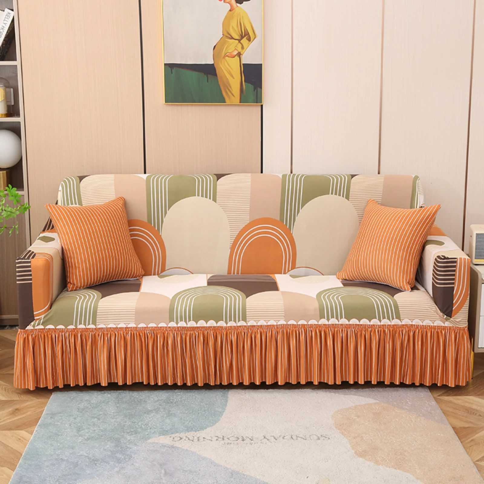 Romantic Comfort Sofa Cover with Ruffled Skirt for Living Room Festival Party Decor Upgrade Without Pillowcases M251204 - view 3