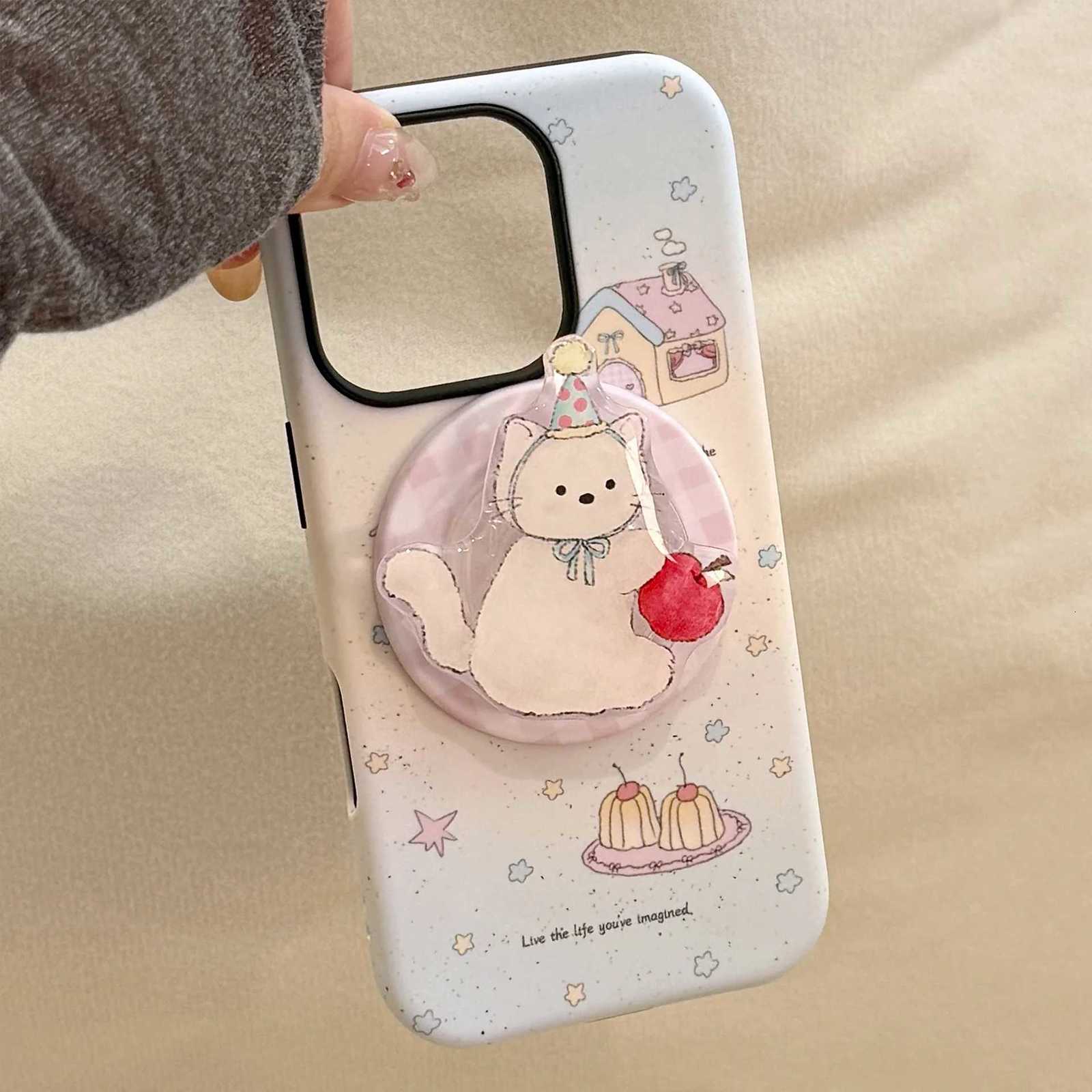 Dessert pudding cat Kitten Phone Case For iPhone 16 15 14 13 12 11 Pro Max Case Cute Sweet Luxury Cartoon Cover H251203
