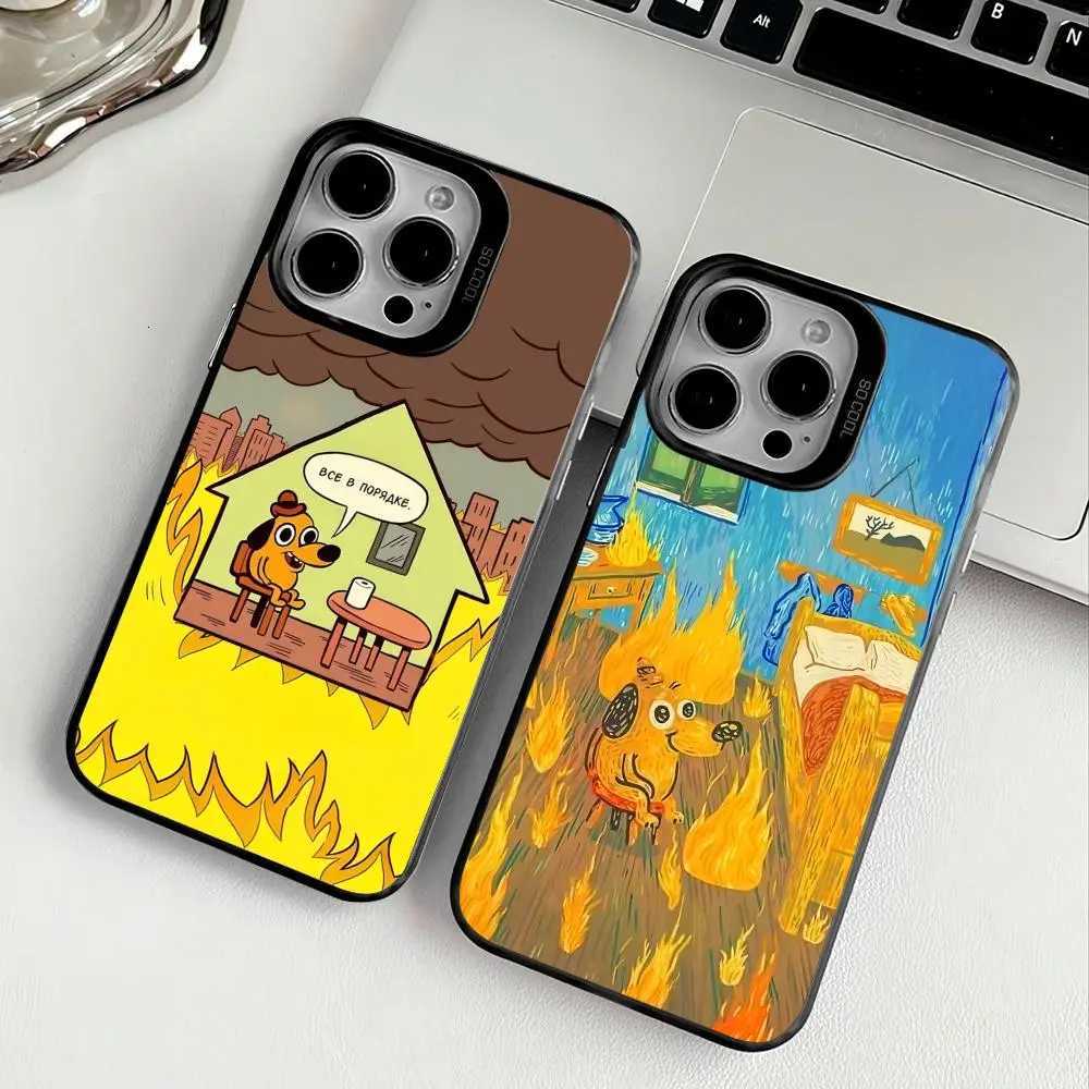 This Is Fine Dog Phone Case For Phone 11-17 Air Pro Max Colorf Plated Anti Slip Anti Fingerprint Protector H251203