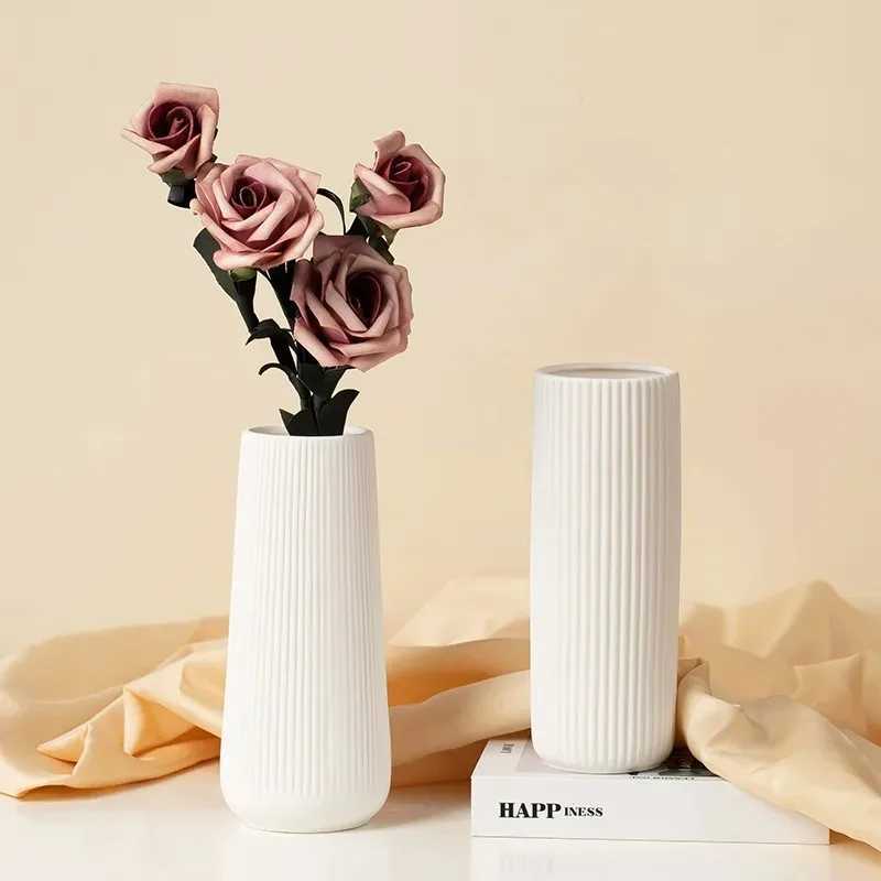 Ceramic vase creative he living ro white water potter dried flowers flower ornaments H251204